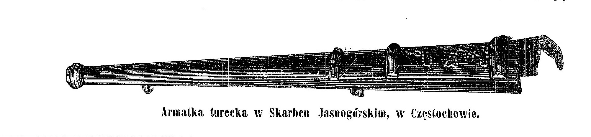 Grafika przedstawia armatkę turecką, która aktualnie znajduje się w skarbcu jasnogórskim w Częstochowie. 